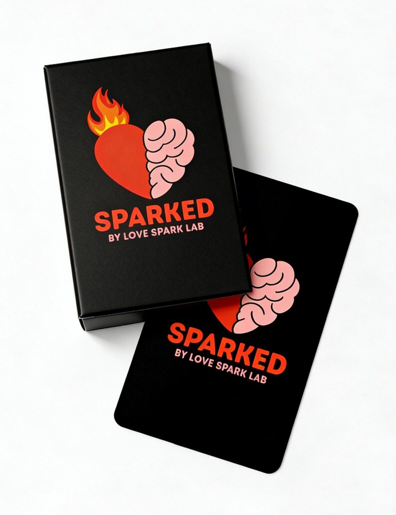 SPARKED card and box flat lay